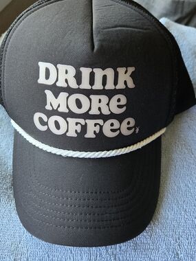 Dutch Bros Black Trucker Hat with White Rope Detail